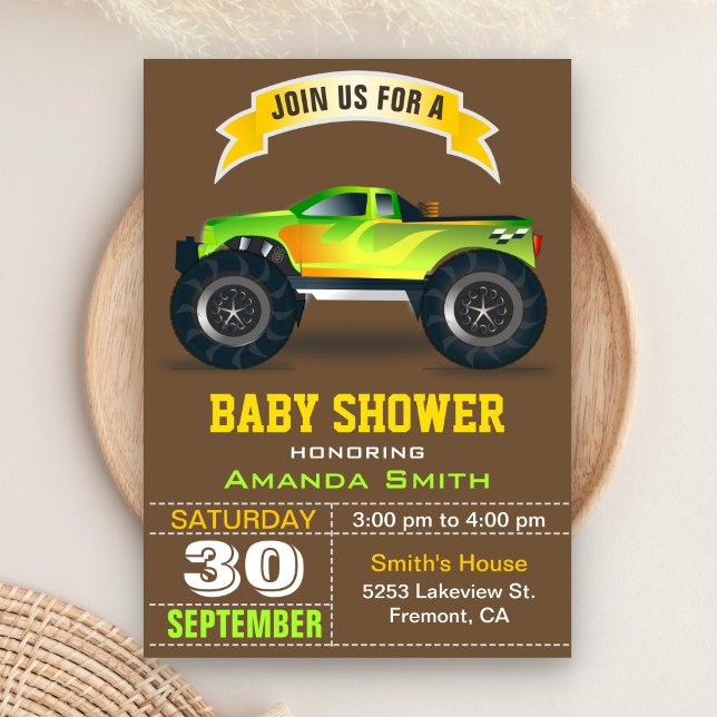 Grön lastbil baby shower inbjudan (Skapare uppladdad)