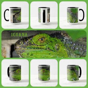 Grön leguan närbild fotografisk personlig mugg