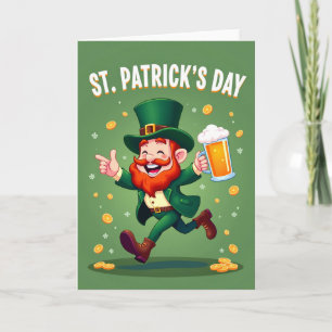 Grön Leprechaun-festkort Kort