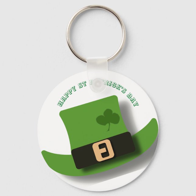 Grön Leprechaunhatt St Patrick’s Day Nyckelring (Framsida)