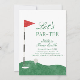 Grön Let’s Par-Tee Golf Första VattenfärgFödelseda Inbjudningar