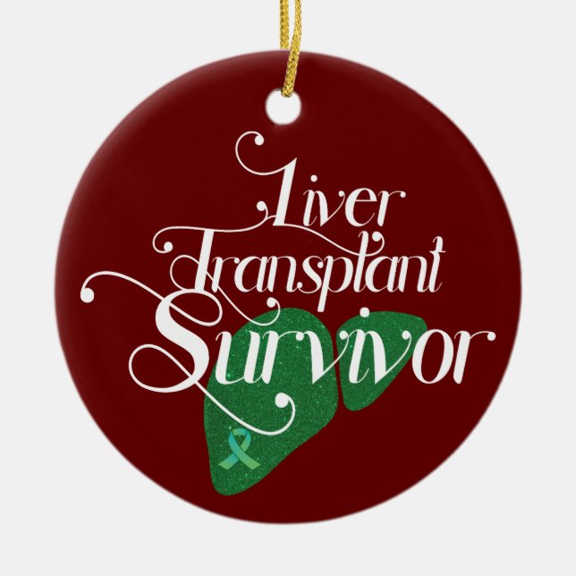 Grön levertransplantation överlevande anpassad  julgransprydnad keramik (Framsidan)