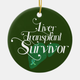 Grön levertransplantationsöverlevare anpassningsba julgransprydnad keramik