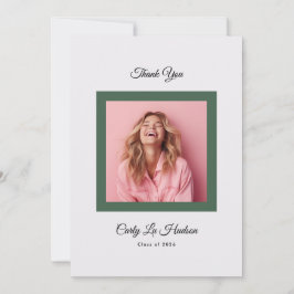 Grön Lila Minimal Gymnasiefoto Examen Tack Kort