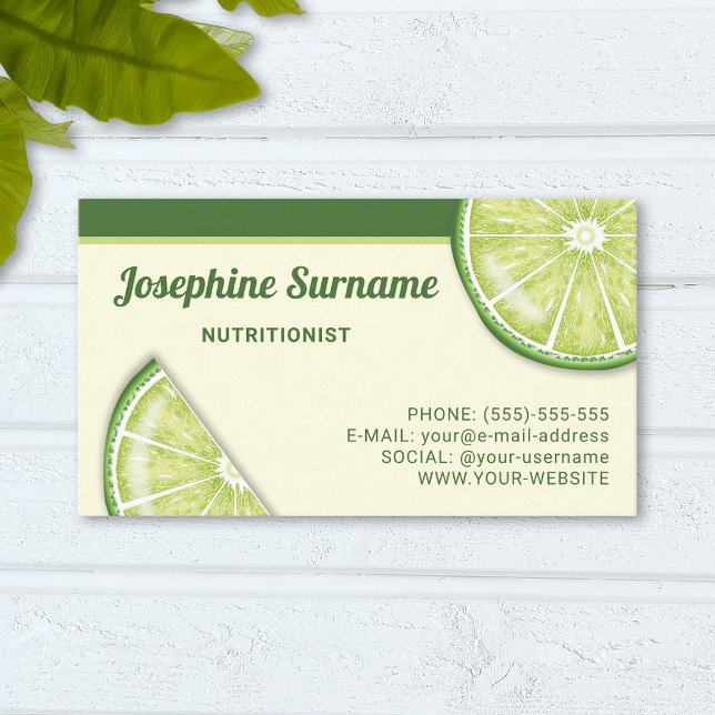 Grön Lime Citrus Frukt Skivor Nutritionist Visitkort (Skapare uppladdad)