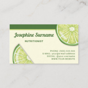 Grön Lime Citrus Frukt Skivor Nutritionist Visitkort