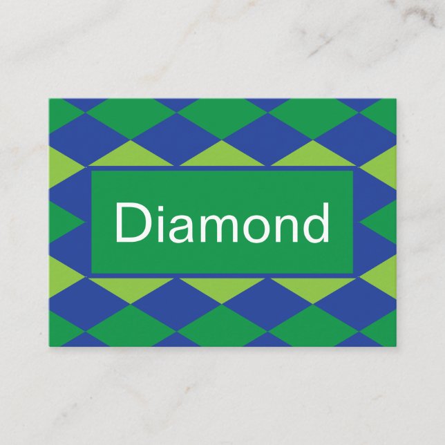 Grön Lime Grön Diamant Rutigt Mönster Visitkort (Framsida)