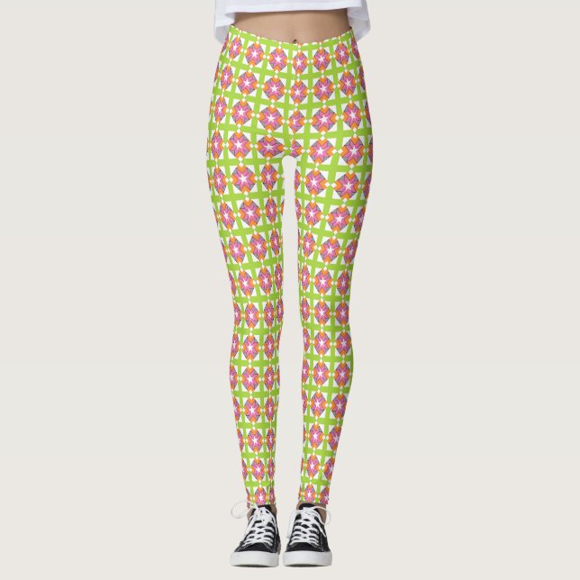 grön lime  leggings (Framsida)