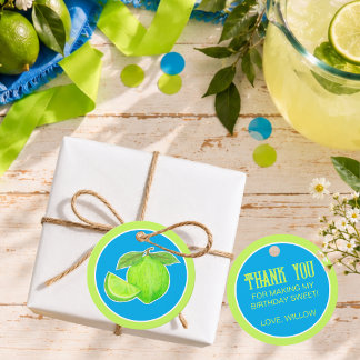 Grön Lime och Kil med Djärkt Blått Citrus Gåvor Etiketter