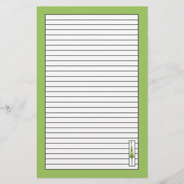 Grön linje julgran Teckning Brevpapper (Framsida)