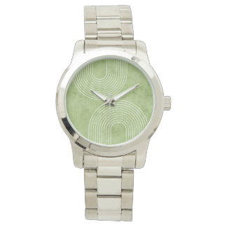 Grön linne-minimalistisk kalk armbandsur
