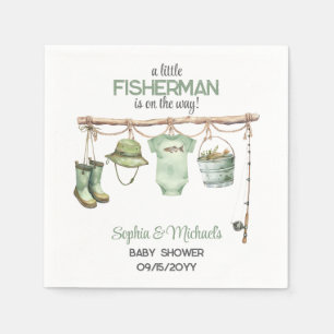 Grön liten fiskare Baby Shower Pappersservett