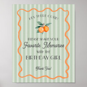 Grön Liten Gullet Citrus Favorit Minne Födelsedag Poster