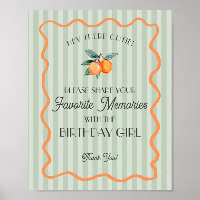 Grön Liten Gullet Citrus Favorit Minne Födelsedag Poster (Framsidan)