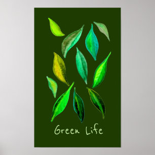Grön livs slogan eko blad illustration poster