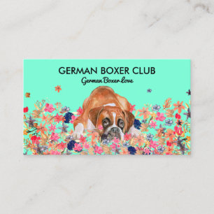 Grön Ljus Söt Boxer Hund Visitkort