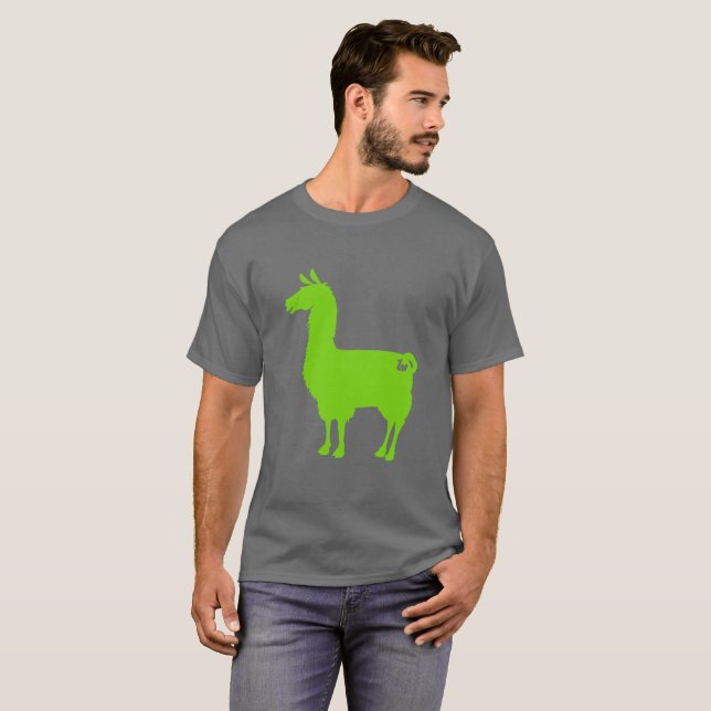 Grön LlamaT-tröja T-shirt (Hel framsida)