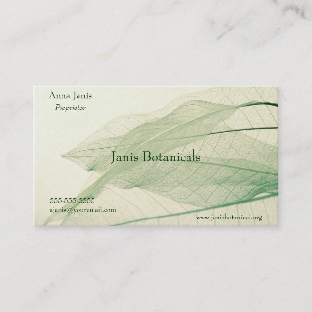 grön lövskelettvisitkort visitkort (Framsida)