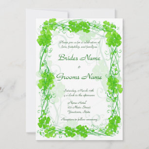 Grön Lucky Shamrock Bröllopsinbjudan Inbjudningar