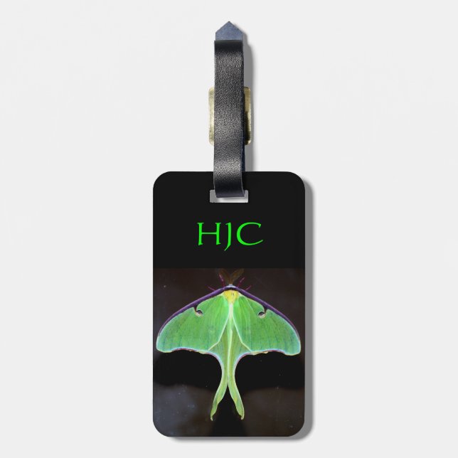 Grön Luna Moth Bagage Tag Bagagebricka (Baksidan Lodrät)