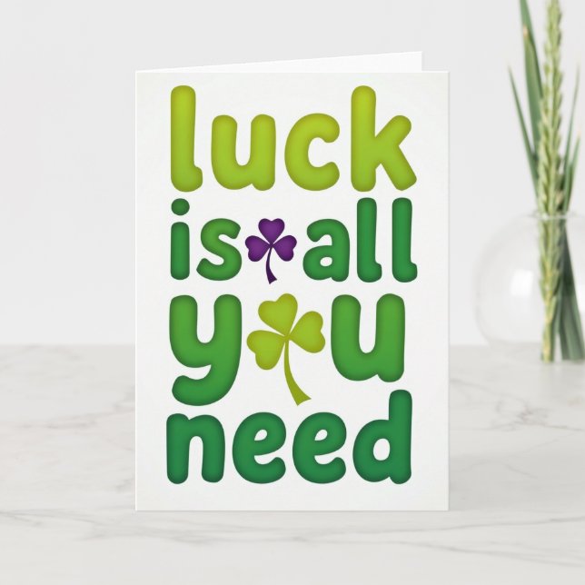 Grön Lycka Typografi Kort (Framsida)