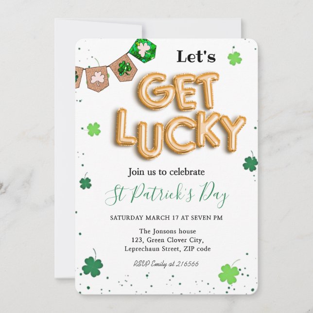 Grön lyckotrefaldig fest för St. Patricks dag Inbjudningar (Framsida)