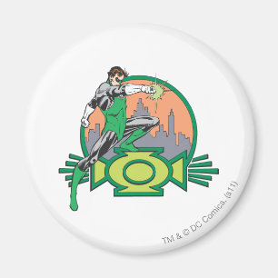Grön lykta & Cityscape Magnet