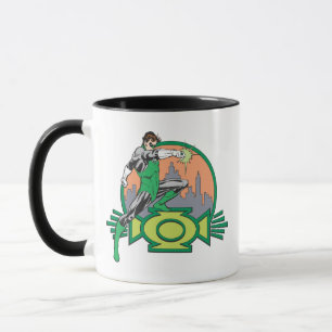 Grön lykta & Cityscape Mugg