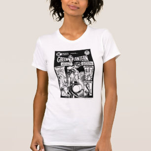 Grön lykta - grönt skuggade tecknad, svart och Whi T-shirt