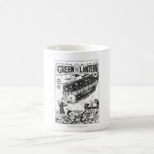 Grön lykta i dikena som är svartvita kaffemugg