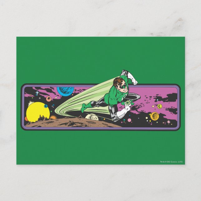 Grön lykta i utrymme vykort (Framsida)