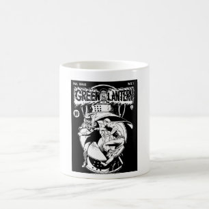 Grön lykta med udd i slagsmål som är svartvitt kaffemugg