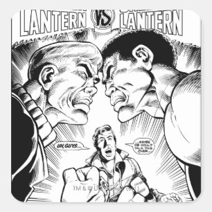 Grön lykta vs den gröna lyktan som är svartvit fyrkantigt klistermärke