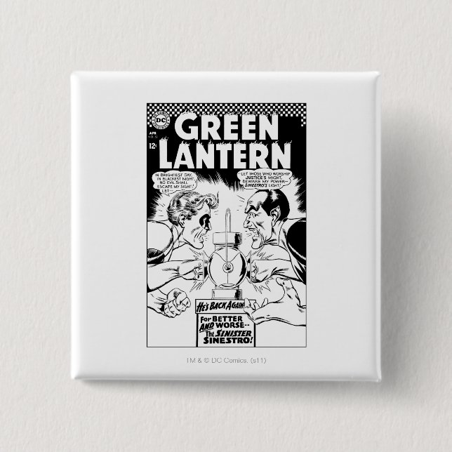 Grön lykta vs Sinestro som är svartvit Knapp (Framsida)