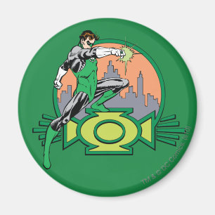 Grön lyktastadsbakgrund och logotyp magnet