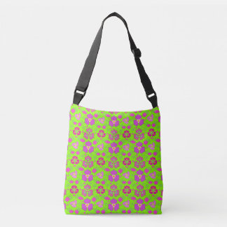 Grön & Magenta  Ogee Mönster Crossbody Väska