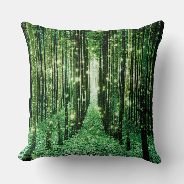 Grön Magisk Skog Grön Mysterium Kudde (Framsida)