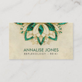 Grön Malachite och guld- ramlotusblomma Visitkort