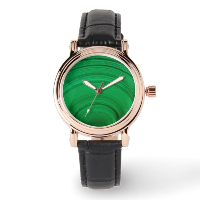 Grön Malakit Närbild Armbandsur (Framsida)