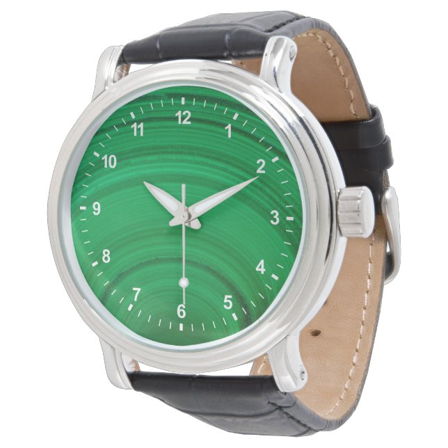 Grön Malakit Närbild Armbandsur (Vinklad)
