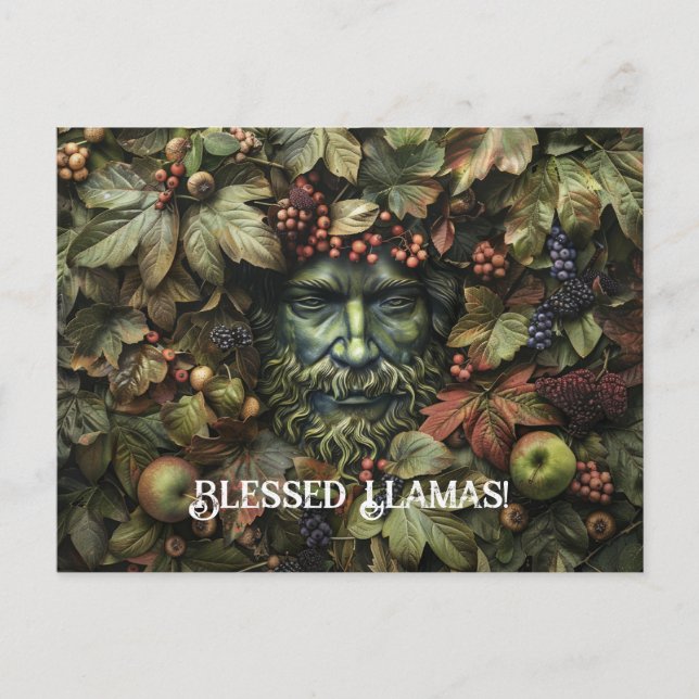 Grön Man Lammas Välkomstkort Vykort (Framsida)