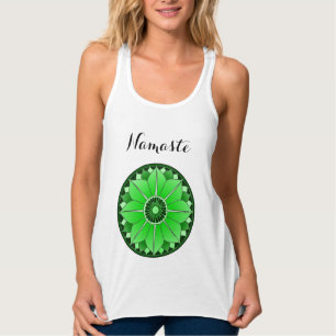 Grön Mandala Lotus Yoga Namaste Typografi Anpassni Linne Med Racerback