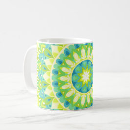 Grön Mandala Natur Boho Geometrisk Mönster Hygge  Kaffemugg