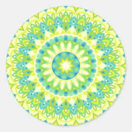 Grön Mandala Naturinspirerad Boho Livlig Dekal Runt Klistermärke