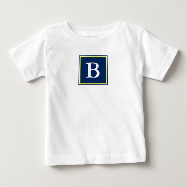 Grön marin monogram och marinblått och limat tee (Framsida)