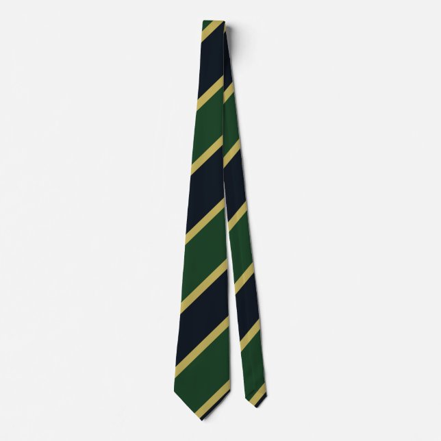 Grön marin och guld- Regimental randTie Slips (Framsida)