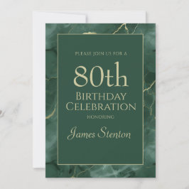 Grön Marmor 80-årsdag Inbjudningar