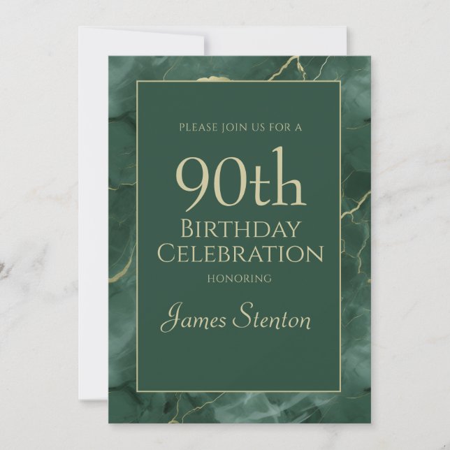 Grön Marmor 90-årsdag Inbjudningar (Framsida)