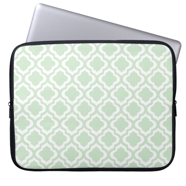 Grön marockansk Quatrefoil för Mint klöver Laptop Sleeve (Framsidan)