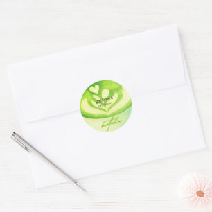 Grön Matcha Kopp Baby Shower Runt Klistermärke